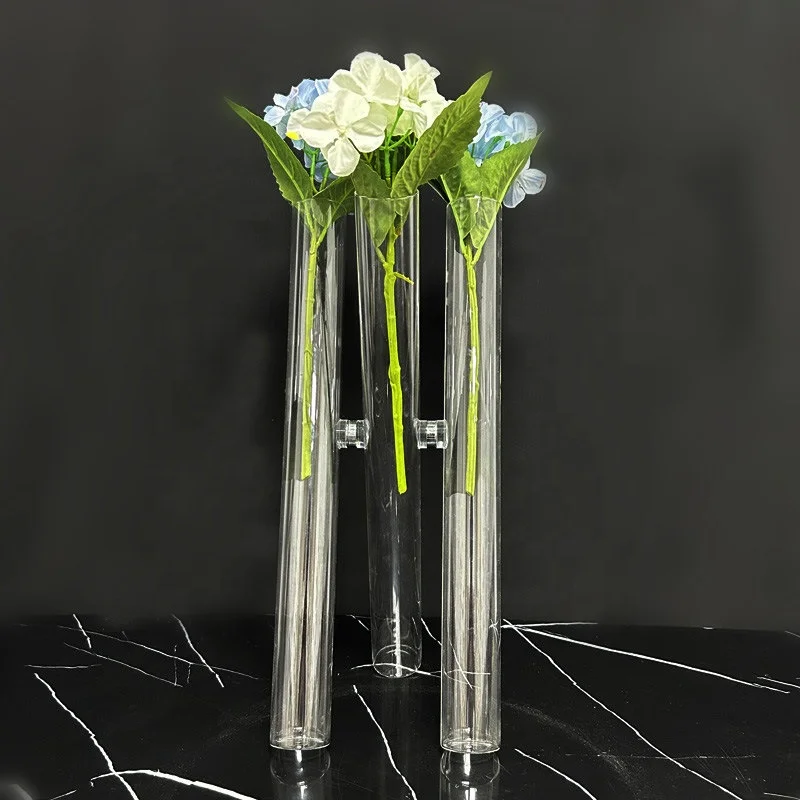 HY Wholesale Banquet Events Modern Glass Cylinder Flower Vase Centerpiece for Wedding Table
