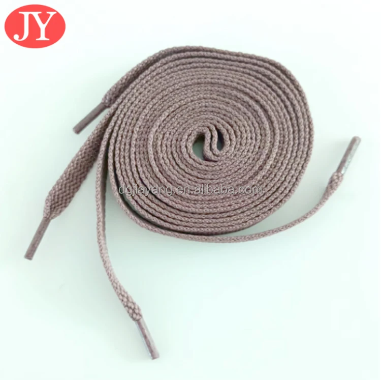 8 mm solid color polyester shoelace flat single layer shoe string hoodies drawstring custom aglet tipping
