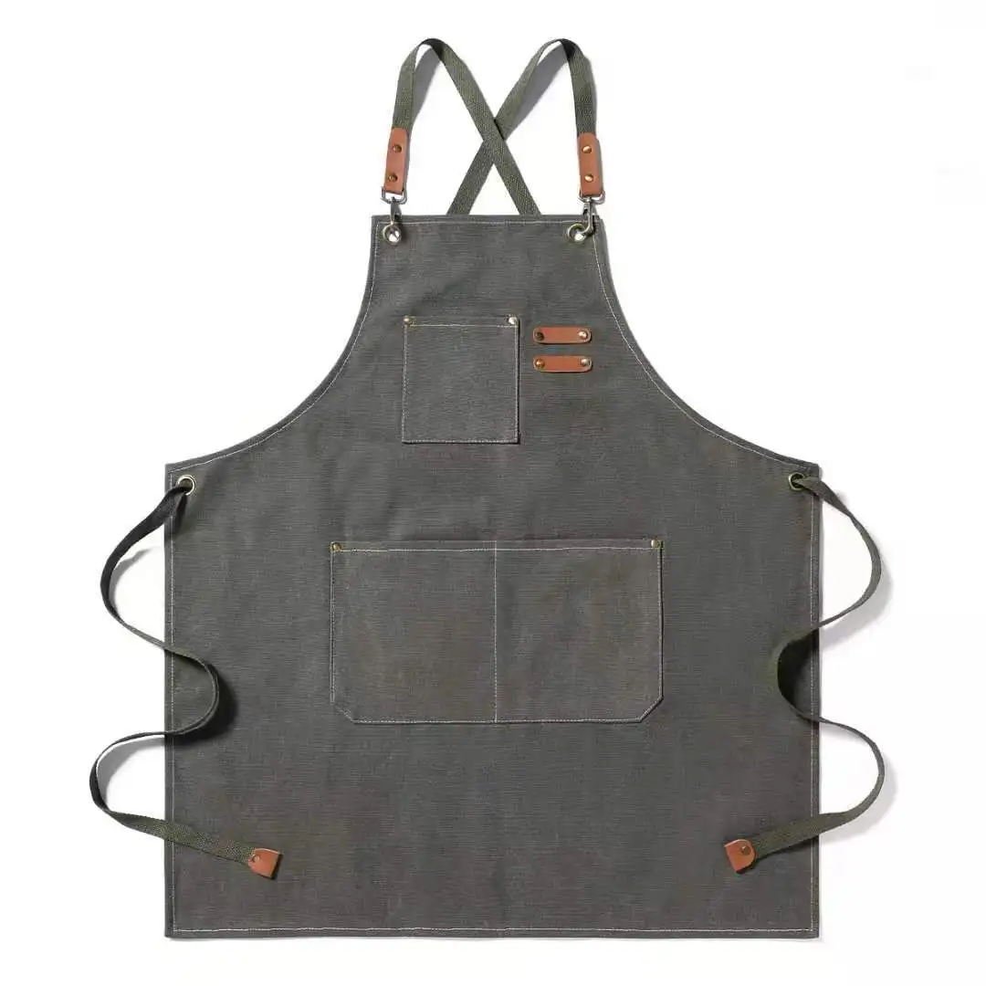 Wholesale Apron With Removable Adjustable Strap work apron Durable Washed Canvas Chef Bib Apron