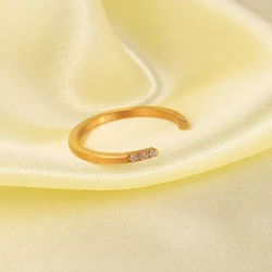 Minos Stainless Steel CZ Rings Tarnish Free Jewelry 18K Gold Plated Clear Zircon Ring Diamond Ring for Women