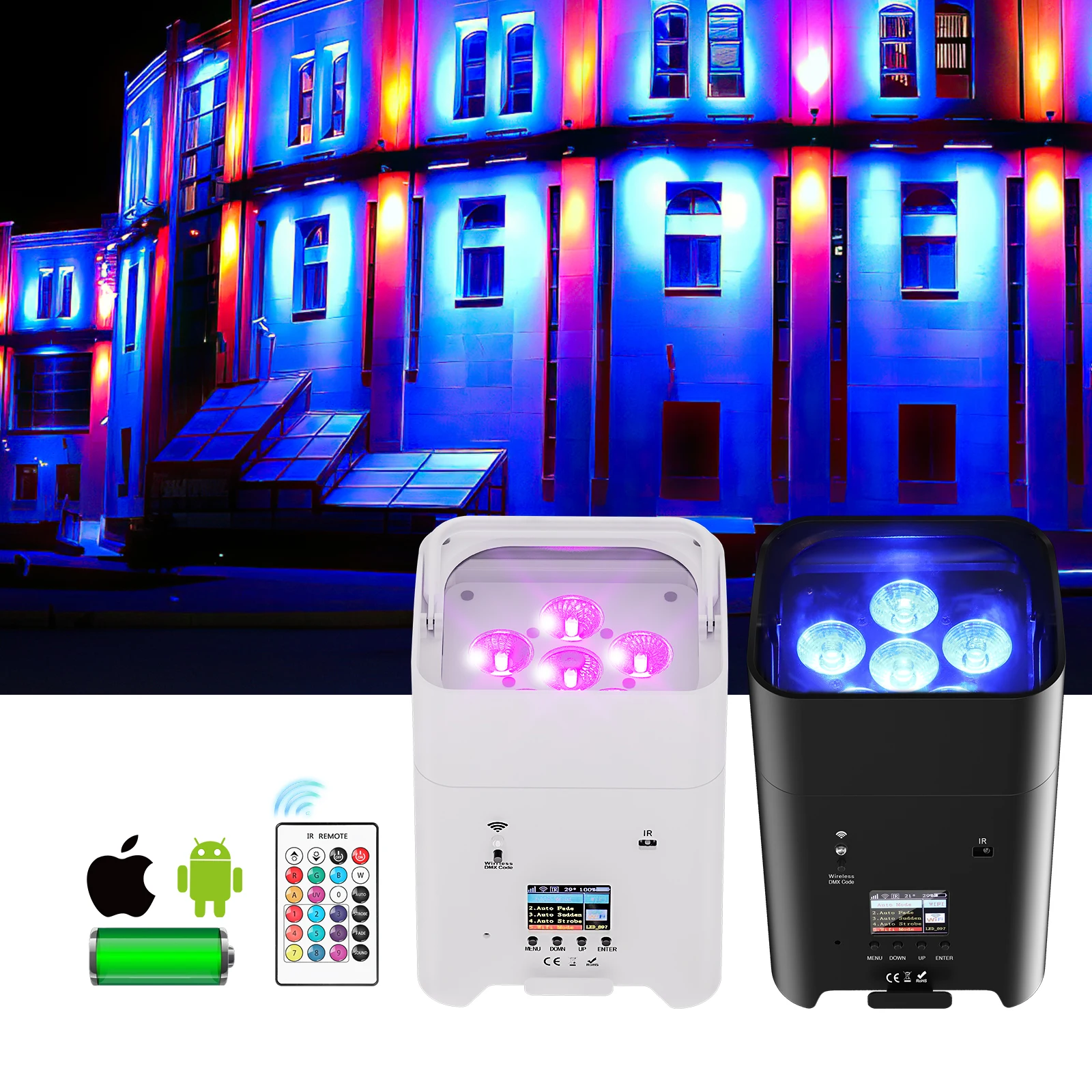 6 х18 Вт Rgbwa uv в 1 аккумуляторная беспроводная сценическая лампа для Dj Bar Party Disco charging Wifi Удаленная подсветка дома