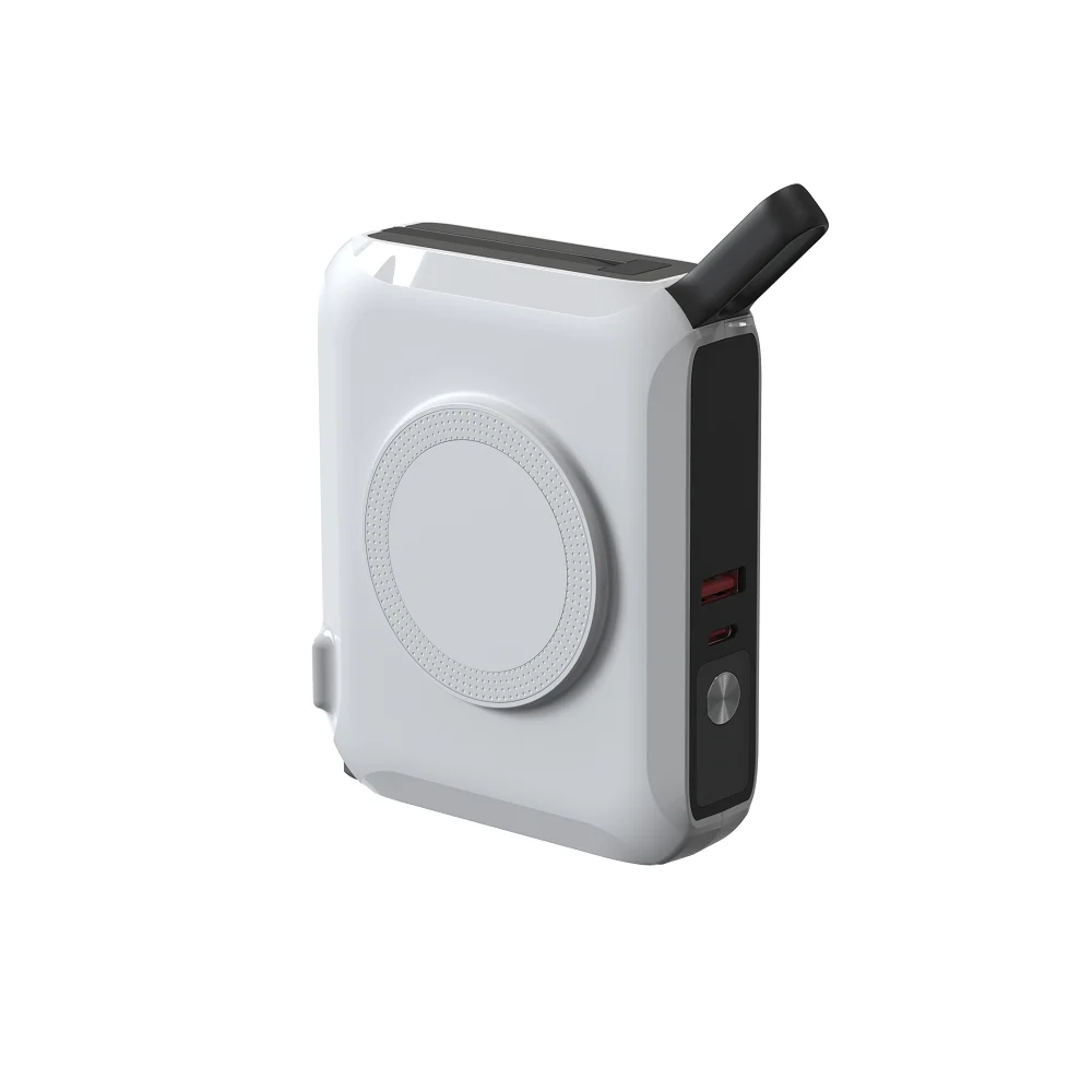 New electronic product ideas 2024 USB-C power bank travel charger wireless PD 20W external battery built-in cable with AC Plug