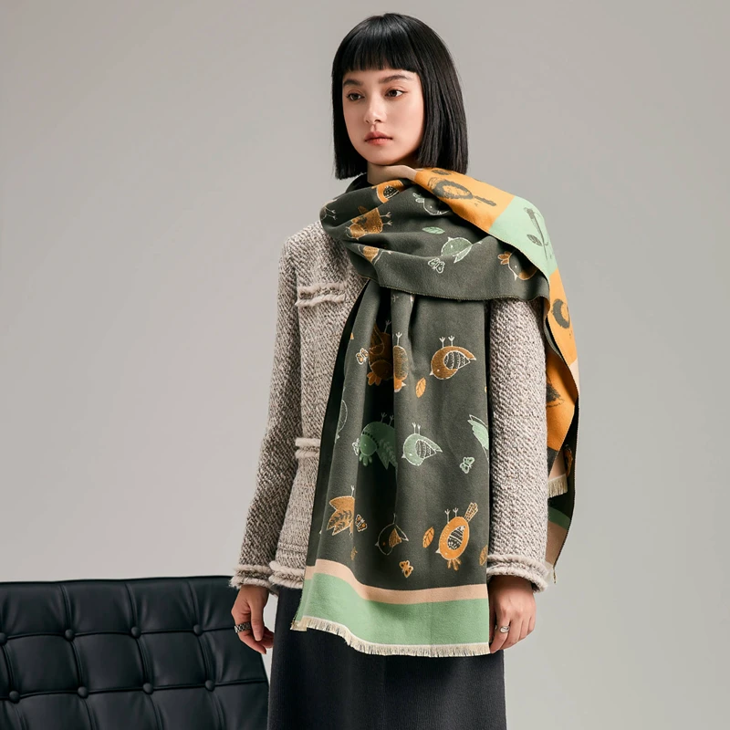 Wholesale Winter Warm 185*65CM Scarves Wraps Ladies Fashion Deer Animal Cashmere Scarf Pashmina Shawl Outdoor Windproof Stoles
