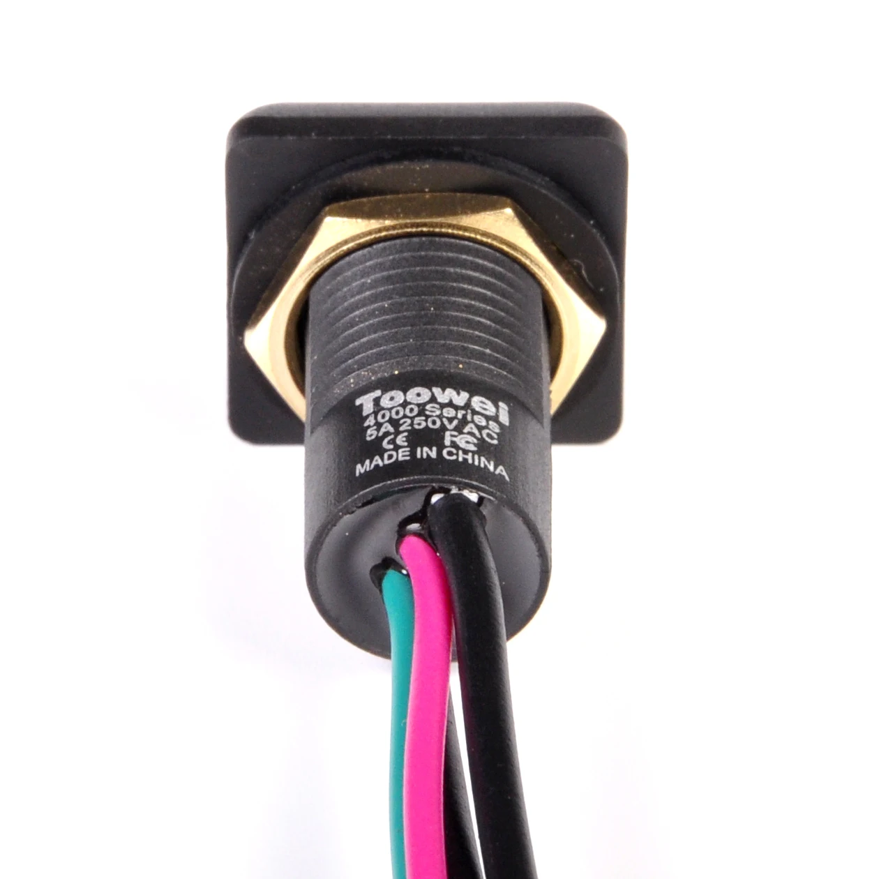 Toowei tiny latching momentary colored rectangle shape  surface mount spst push button switch waterproof ip67 12mm 250v