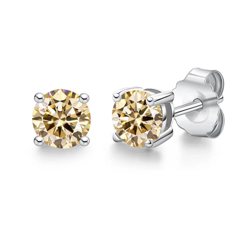 Wholesale Moissanite S925 Pass Diamond Tester  sterling silver gold plated classic hip hop four claw 1 karat men earrings
