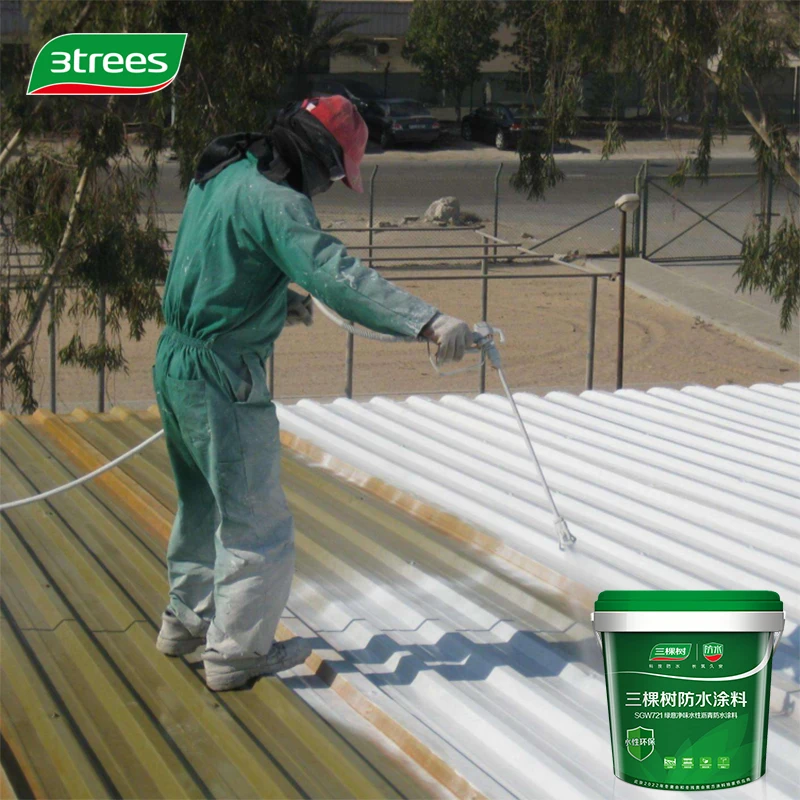 3trees Green Refreshing Water Based Emulsion Waterproof Paint Elastomeric Acrylic Polymer Waterproofing Coating For Construction