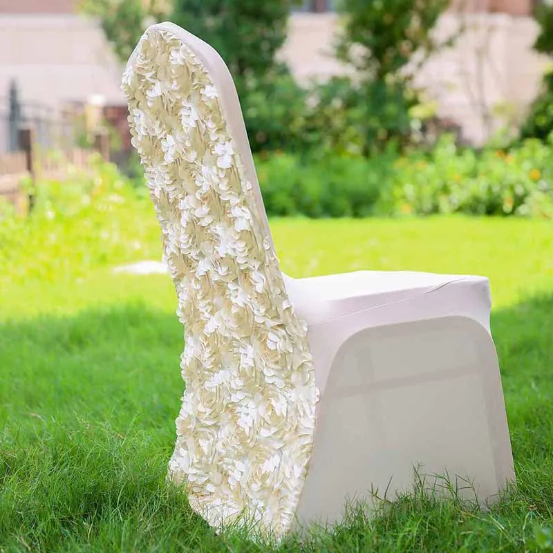 Wholesale Universal Chair Cover With Flower Custom Color Custom Size  Universal Banquet Elastic Stretch  Covers For Events