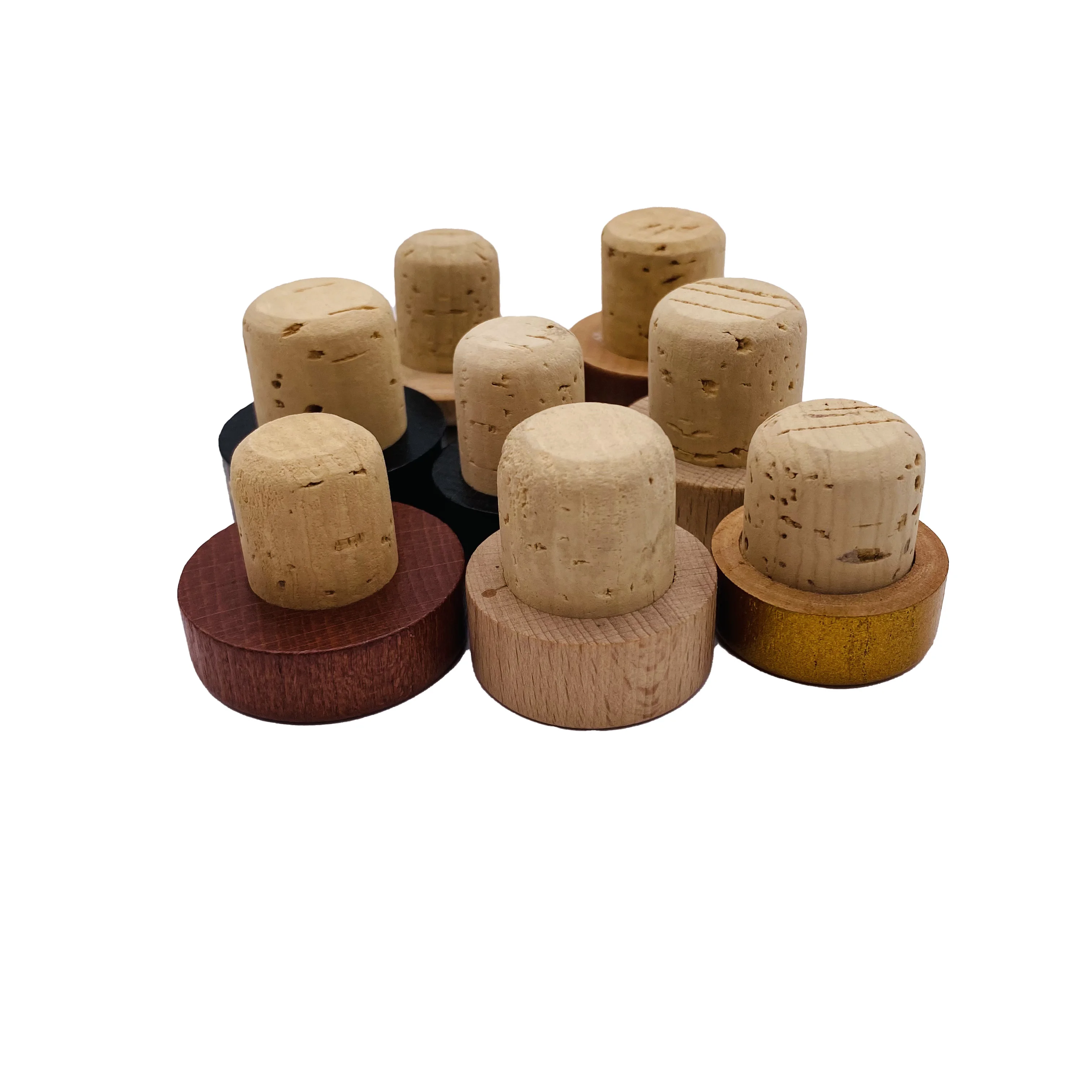 Hot Sell Customized luxury wooden bar top cap T shape wine / spirits synthetic cork bottle stopper