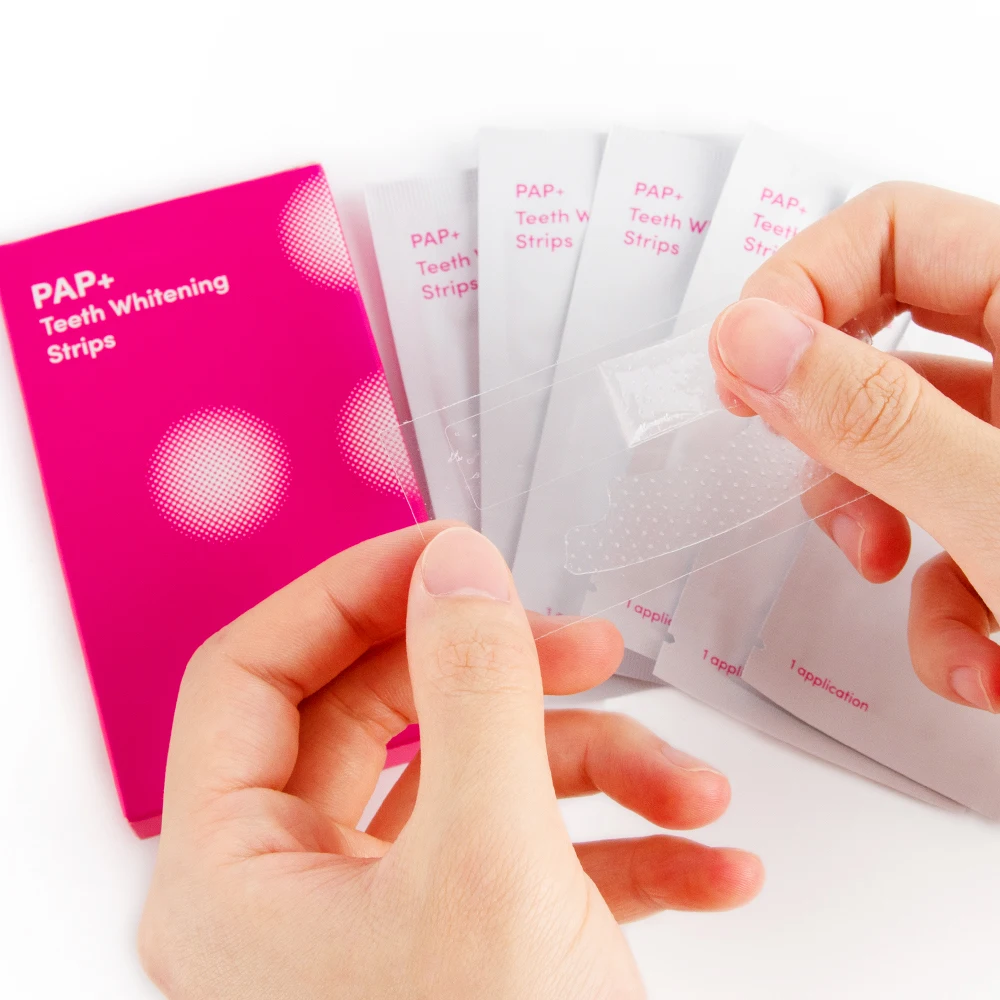 Private Label Advanced PAP+ Teeth Whitening Strips For Teeth Whiter Fresh Mint Flavor Or OEM Formula