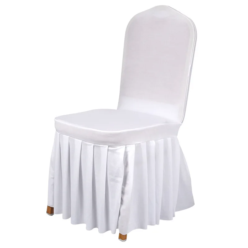 Solid color hotel conference wedding banquet thin stretch pleated chair cover