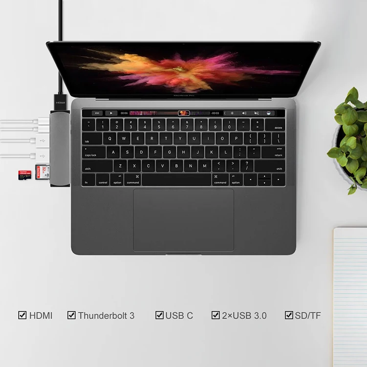 custom smart 4k port designs universal dock station 3 monitor usb-c type-c hub typc c usb 3.1 to 7 port 7 in 1 usb hub type c