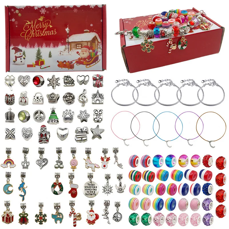 Wholesale 100 Pieces Christmas Bracelet Gift Box 5 Bracelets Gift Box Set Diy Beads Blind Box Christmas Bracelet Gift