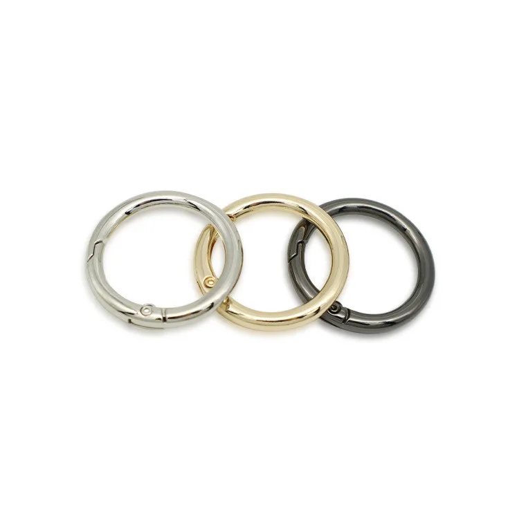 Zinc alloy33mm*4mmHigh Quality Gold Circle Snap Clip Hook O Ring Spring Gate Clasp Buckle Round Spring Carabiner