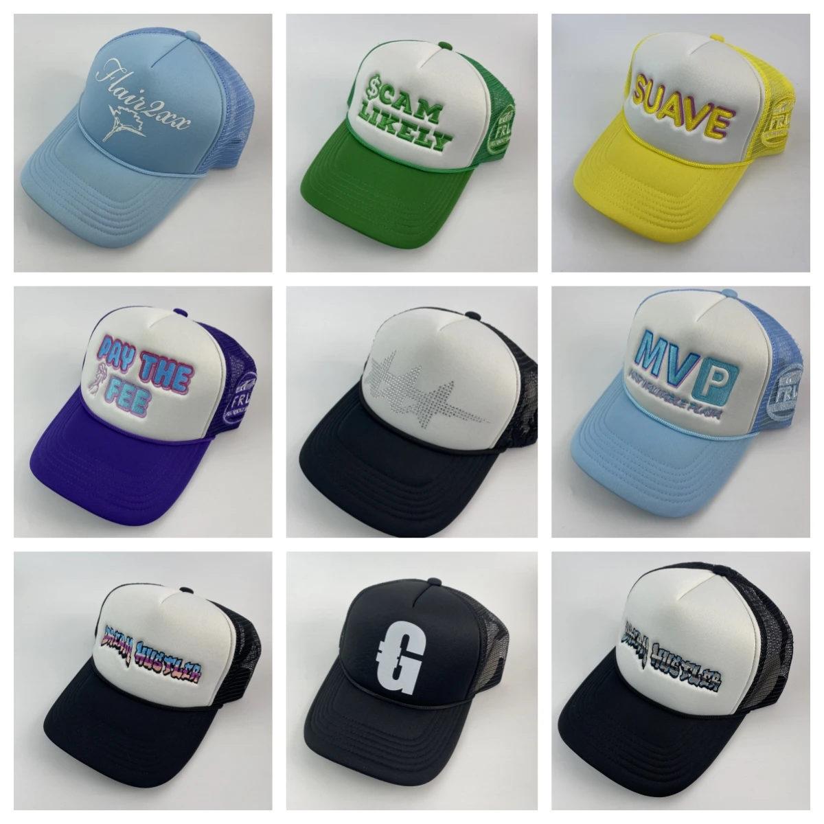 HN0001  5 panel high quality sports embroider printing logo custom cap mesh foam trucker hat with rope blank