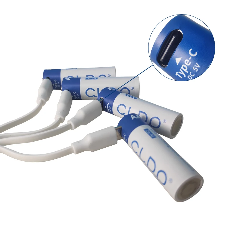 Новый популярный 1,6 вольт 2000mWh цинковый никель USB AA Аккумуляторная батарея с портом зарядки типа C