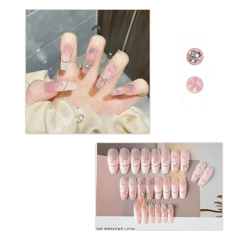 Colorful fairy nail art press on nail full coverages in Korean style for women and girls