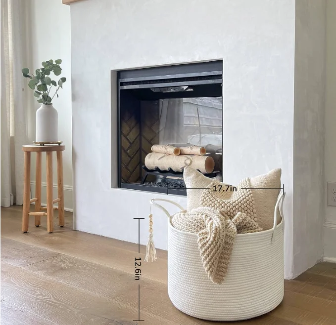 Goodpick Large Laundry Basket Decorative White Basket for Blankets Baby Living Room Bedroom White basket