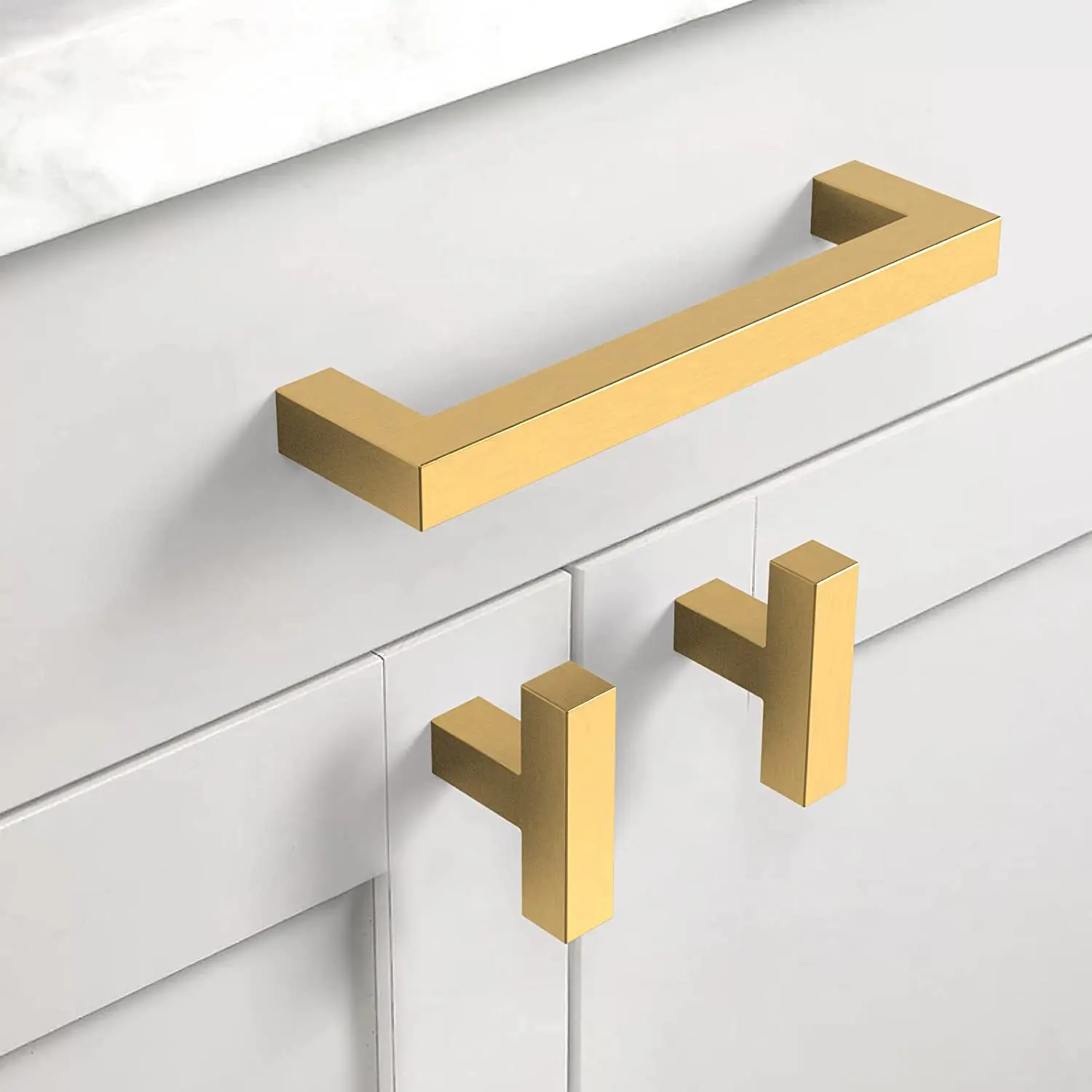 Wholesale Modern Drawer Cabinet Handle Brushed Golden Finish Kitchen Cabinet Door Pulls Kitchen Cabinet Handles