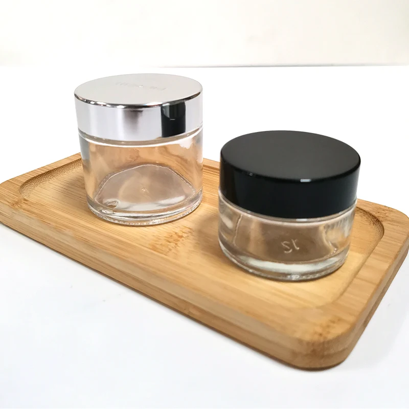 Hot sale cosmetic face cream container 15ml 20ml 30ml 50ml 60ml clear glass jar with lid