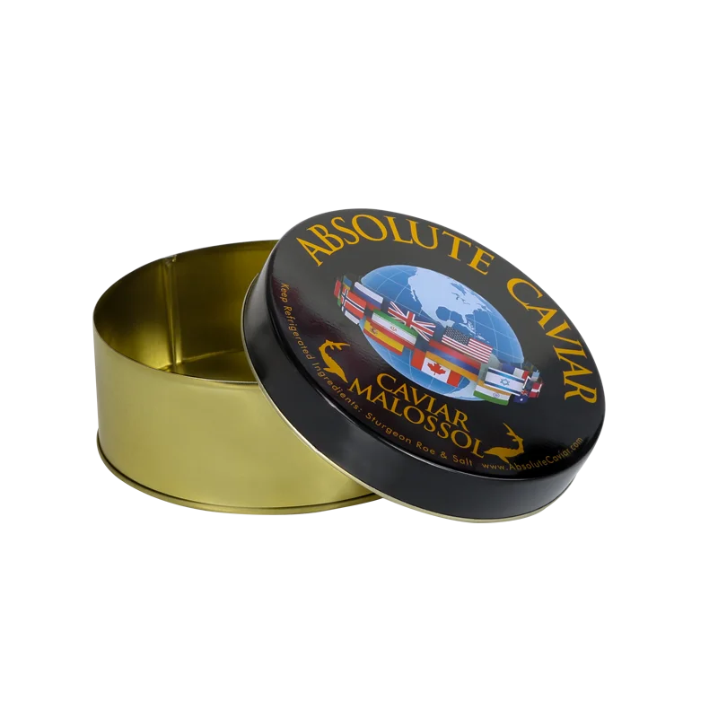 Custom Printed Food Grade Tinplate Metal Can Good Seal Caviar Packaging Box