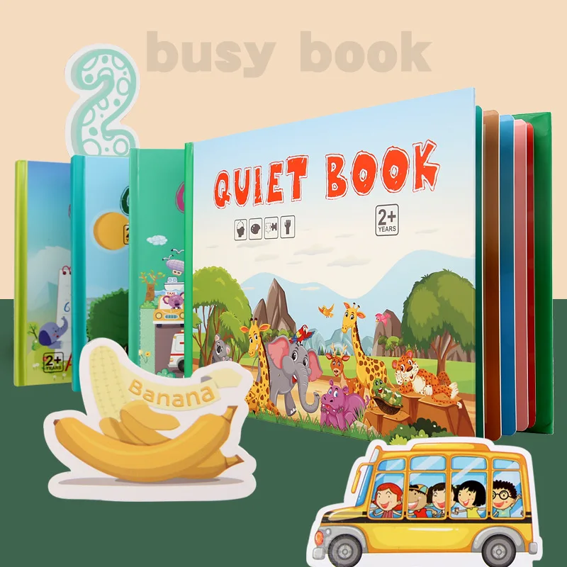 Montessori Quiet Book Children Toy Paste Book My First Busy Book Animal Numbers Matching Puzzle Game Educational Toy Gift