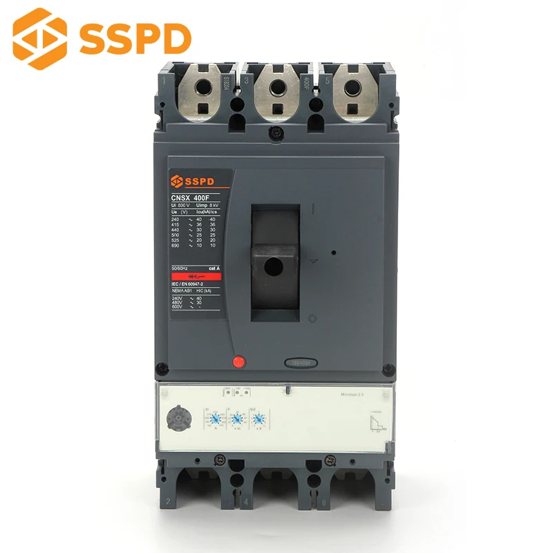 China SSPD brand PA66 material CNS 3P 400N 400A 690V 50kA stable quality 400amp MCCB vacuum circuit breaker switch