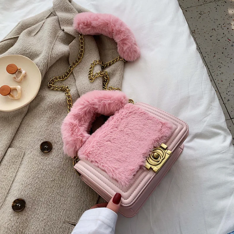 Роскошная зимняя пушистая сумка 2021, Симпатичная плюшевая сумка на заказ, сумки, женские сумки, дамские сумочки с цепями