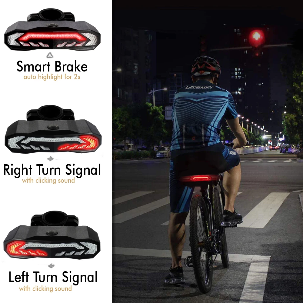7 levels sensitivity cycling motorcycle turn tail light USB-C charge Low battery indicator electric led led lights for bike