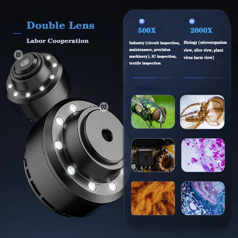 315-W Wireless WiFi Digital Microscope HD Camera 2000X 1080P Magnification Optical Lens