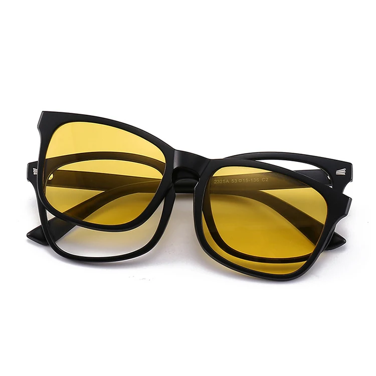 Classic 5 in 1 Magnetic Clip on Cycling Eyewear Women Retro TR Frame Clip-on Glasses Night Vision Men Polarized Sunglasses