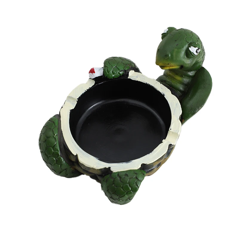 2024 Wholesale Good Quality Custom Logo Standing Ashtray Resin Ashtray Green Turtle Ashtray