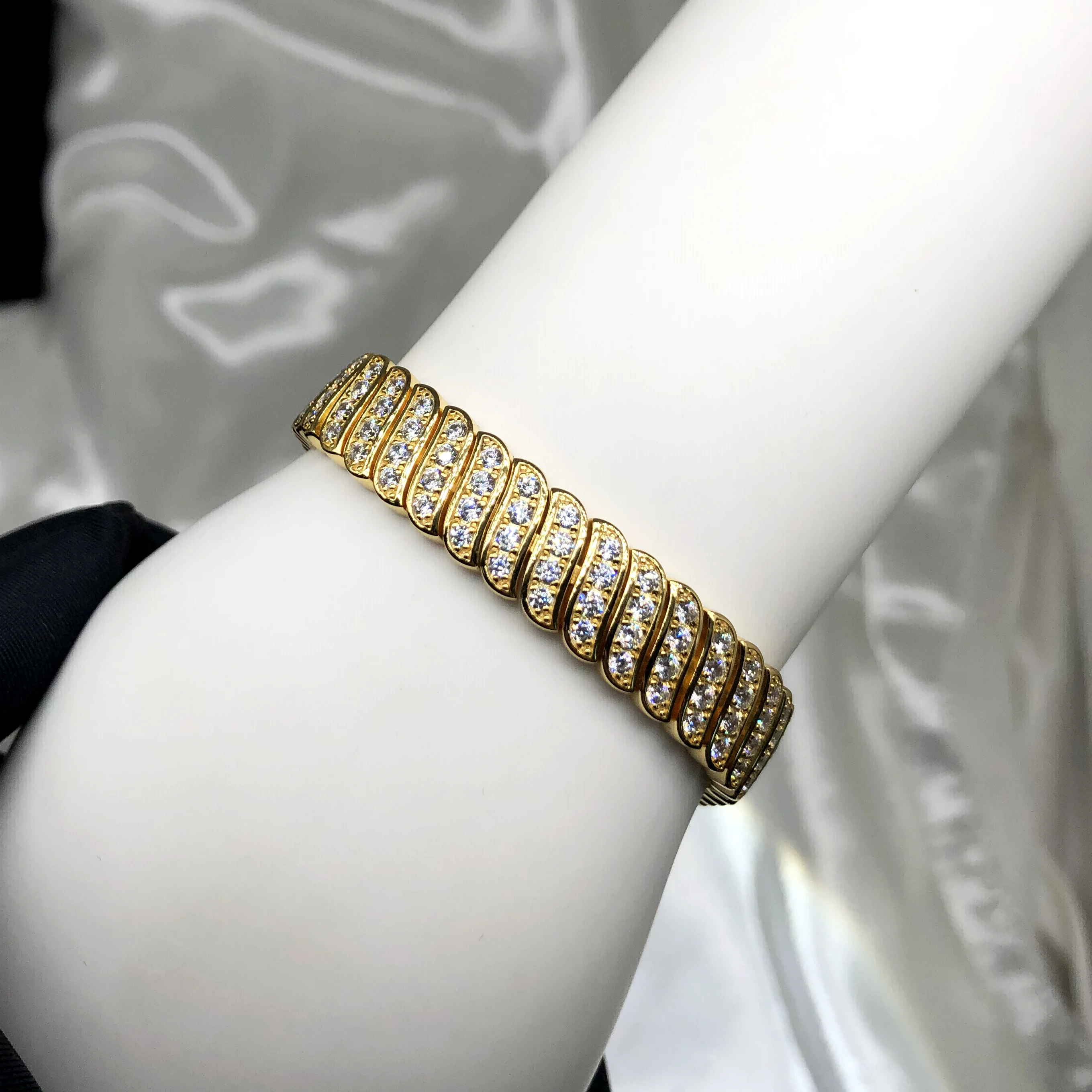 Fine Bangle Chunky Vintage Tennis Charm Snake Gold Plated 925 Sterling Silver Cuban Strap Chain Bracelet Men