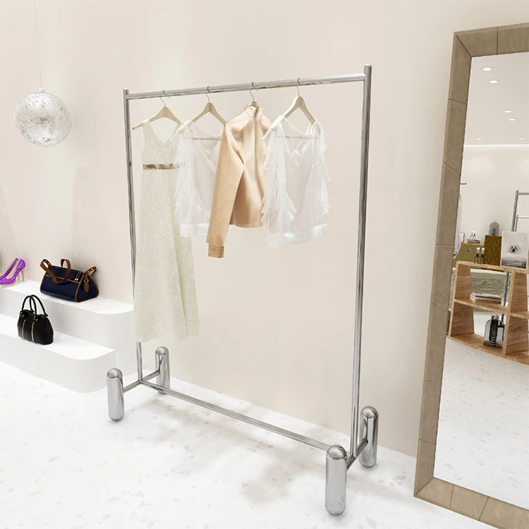 Wholesale Clothing Store Boutique Wedding Dress Display Stand Wall mounted display rack Indoor Floor Clothing Display Rack