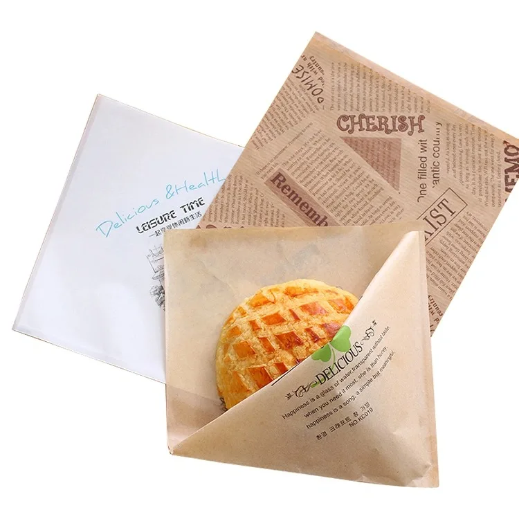 Customized Disposable Sandwich Hamburger PE Coated single doughnut food paper bag packaging