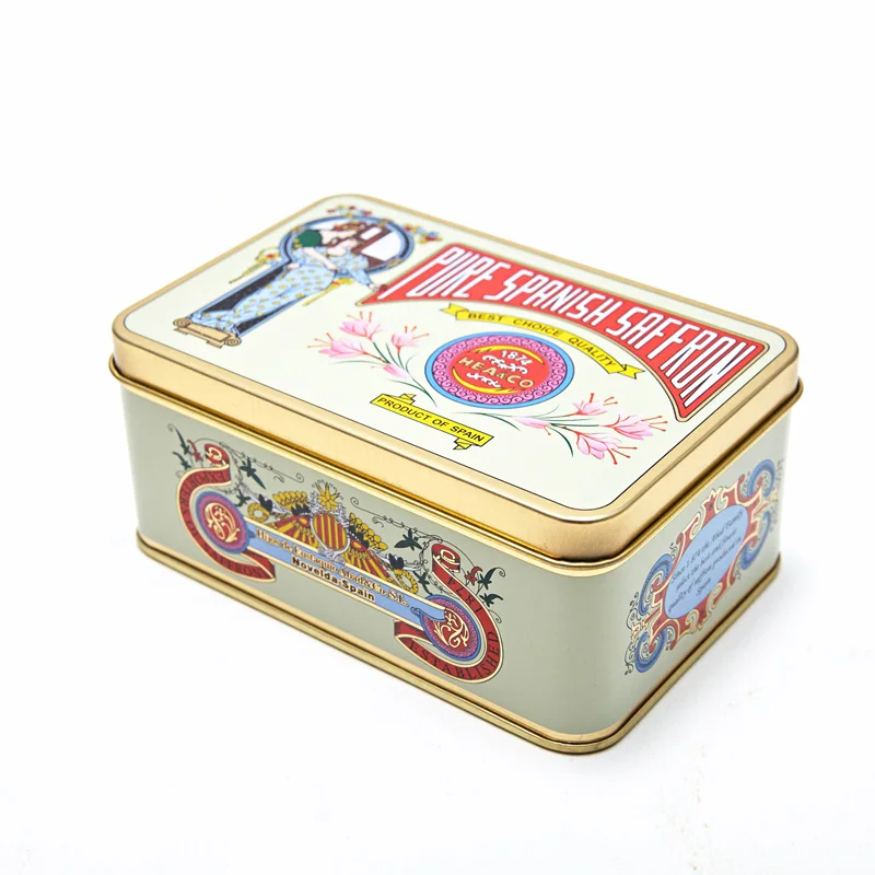 Cookie Custom printed Small Rectangular Gift Mint Tea Metal Tin box Customized Printed Tin Box