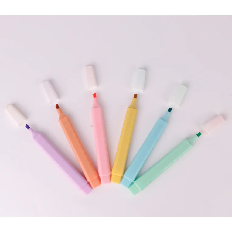 6-Pack Cute Aesthetic Highlighters Metallic Colors Oblique Chisel Tip for School Writing on Paper