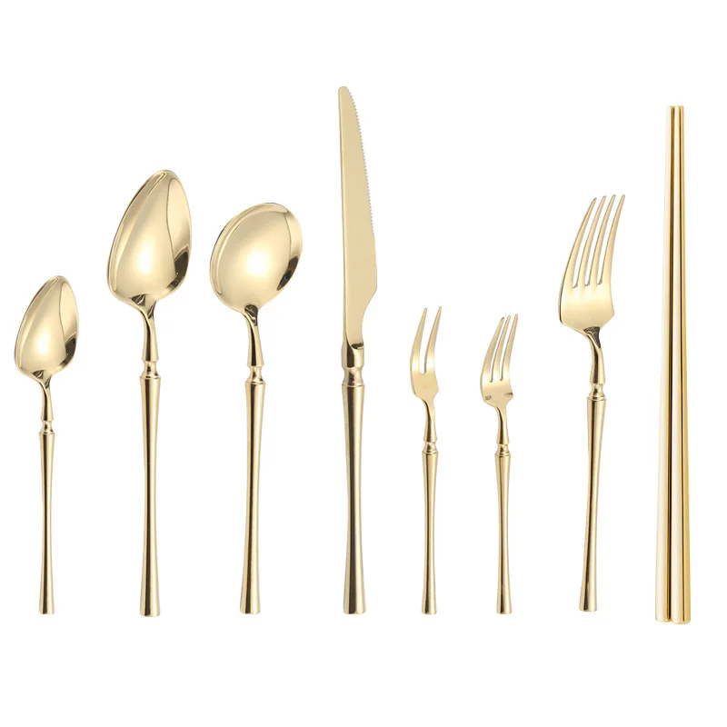 Stainless Steel Cutlery Knife Fork Spoon Set Western Steak Gold Cutlery Set Silverware Suitable for Wedding Event Gifts