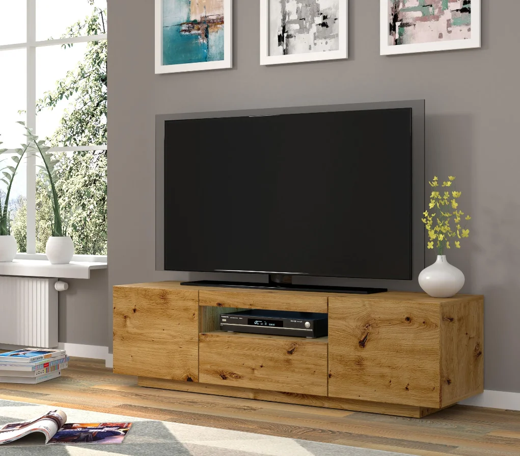 TV cabinet with Wood color ,hang on the wall ,stand tv stand , tv table