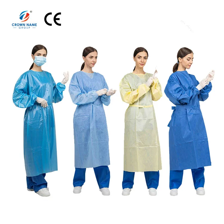 Wholesale level 2 SMS CE class 2 CPE blue medical protective clothing PP PE disposable isolation gown