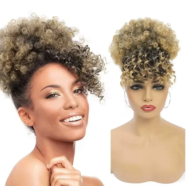 Short Kinky Curly Headband Wigs for Women Afro Curls Wigs Natural Curly Cosplay Wig Synthetic False Hair