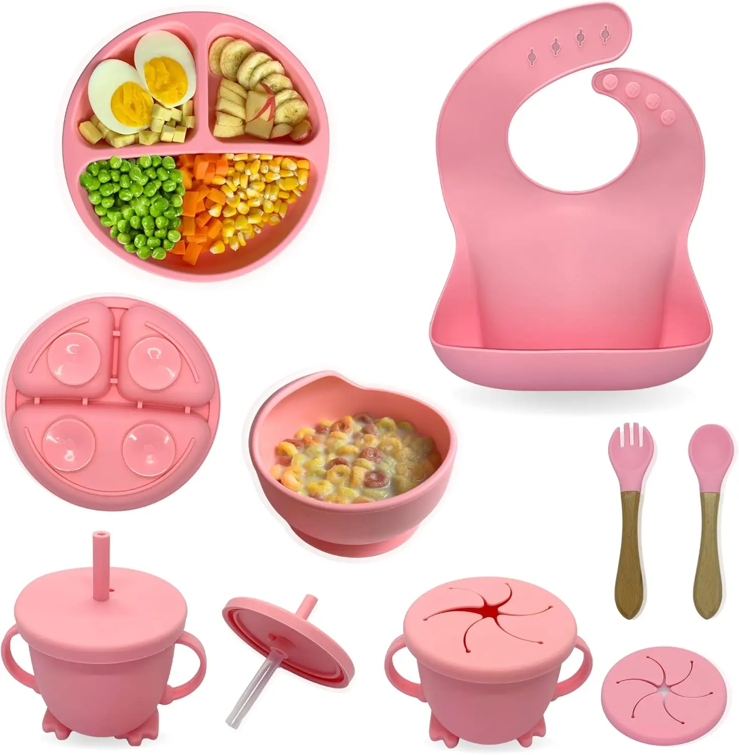 2024 Factory Cheap Price Baby Products Feeding Set Suction Bowl Plate With Spoon And Fork For Training Eating Set