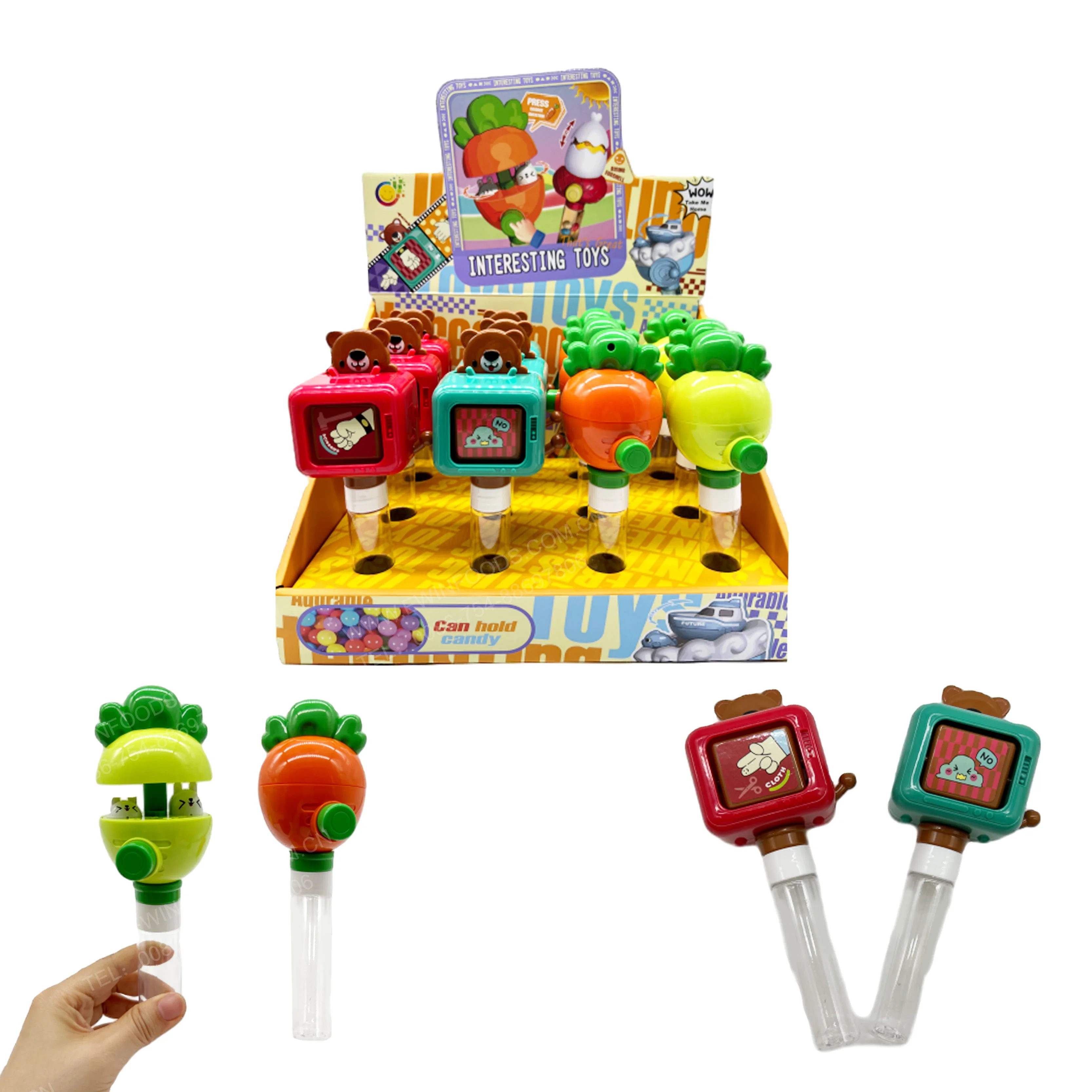 OEM Candy manufacturers Funny Filling Candies Cartoon Bear TV & carrot Surprise Empty Candy Toys For Children