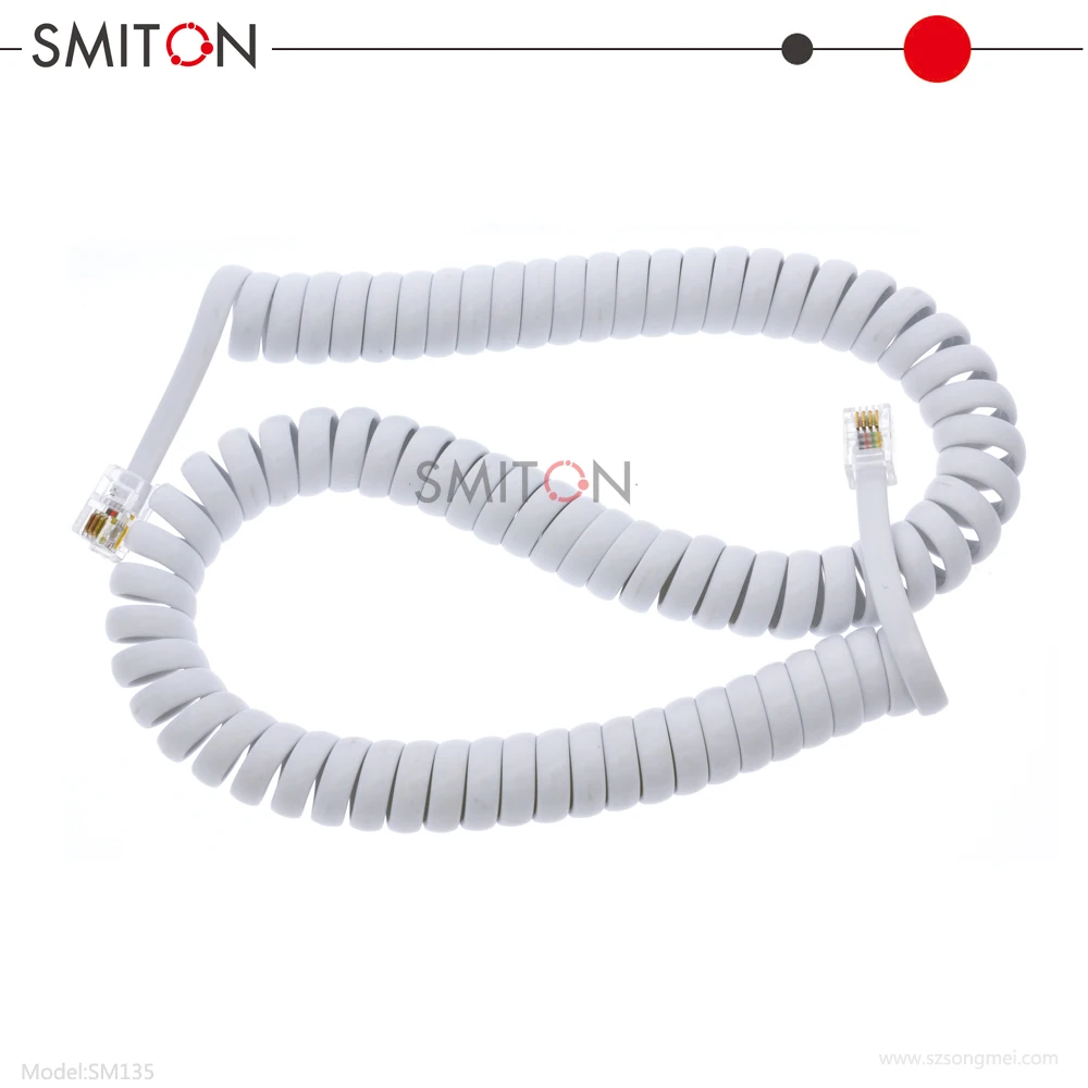 Настроенный черный белый RJ9 RJ10 26AWG спиральный кабель