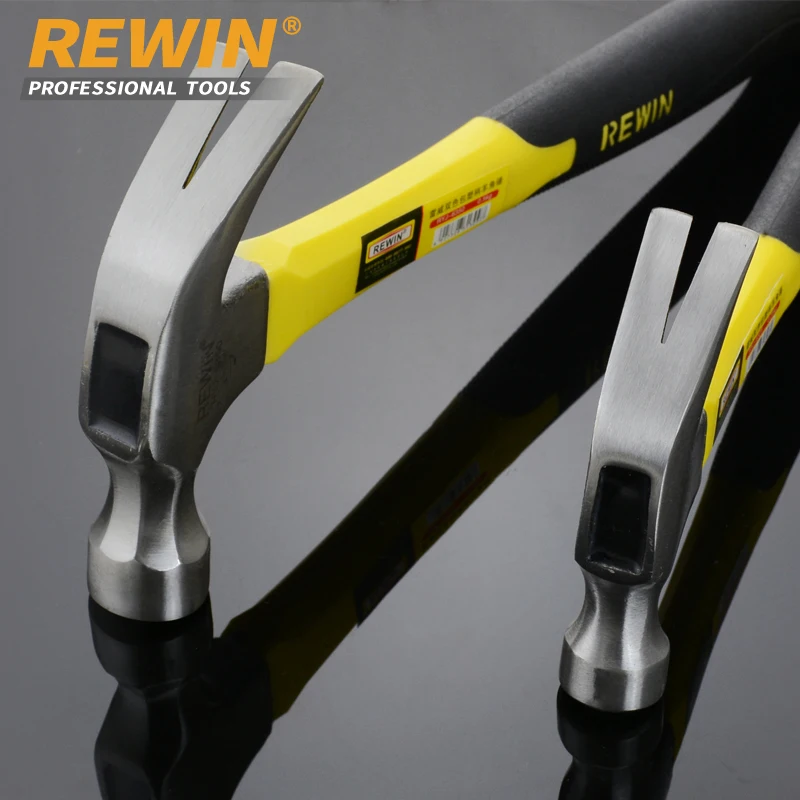 Rewin Claw Hammer Plastic Soft-Grip Handle 0.25kg High Carbon Steel Hand Tools for Nailing