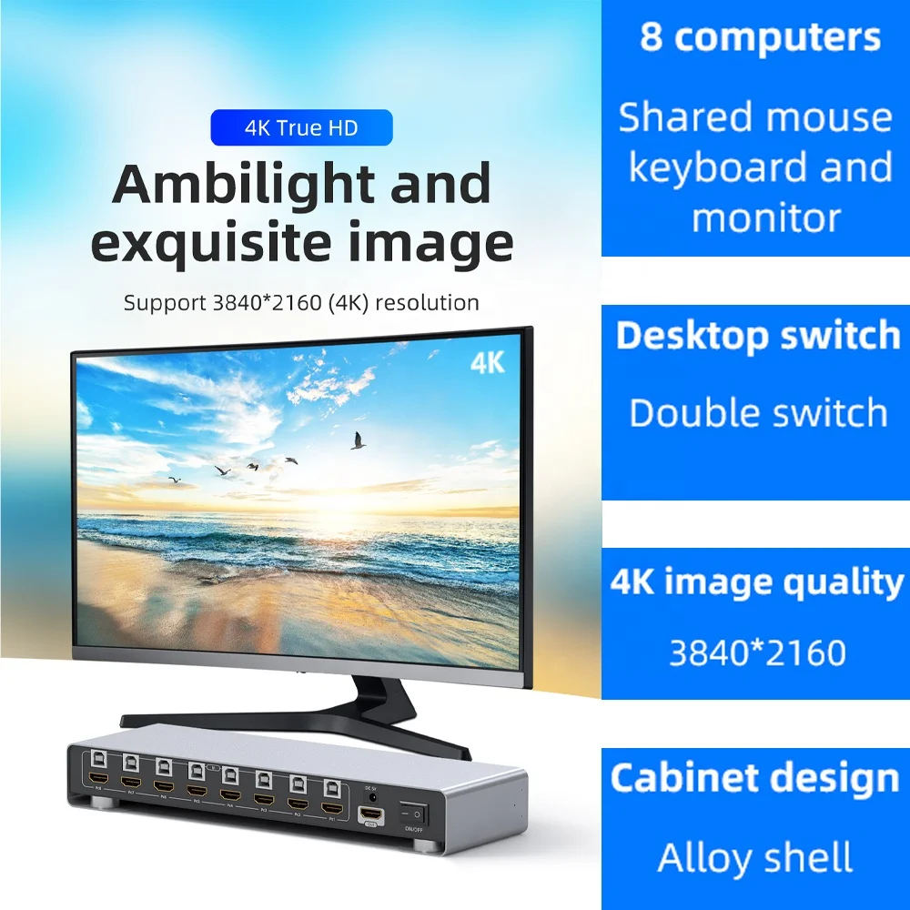 Unnlink 4K @ 30 Гц HDMI KVM переключатель 8 портов с расширенным