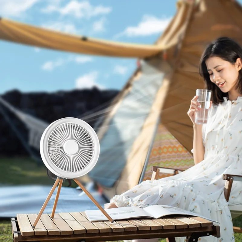 New Arrival Camping Fan Rechargeable Wall Mounted Remote Ceiling Fans 12 Hour Long Last With Led Light Mini Outdoor Tripod Fan