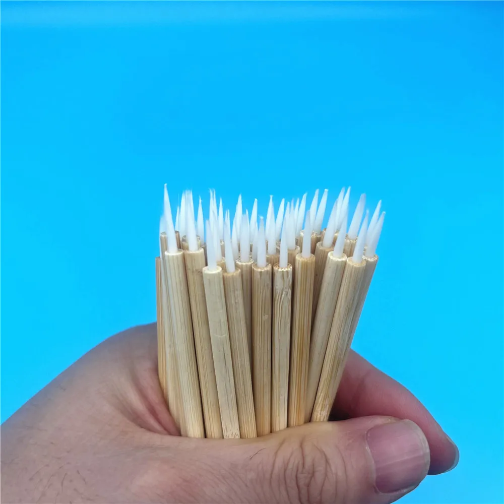 Hot selling eco-friendly bamboo handle nylon hair disposable eyeliner brush disposable bamboo makeup brush