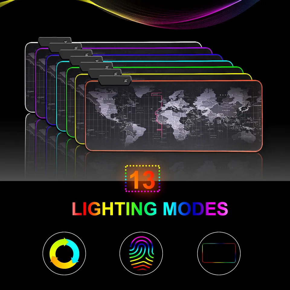  Игровой коврик для мыши большой светодиодный RGB нескользящий и водонепроницаемый мягкий под