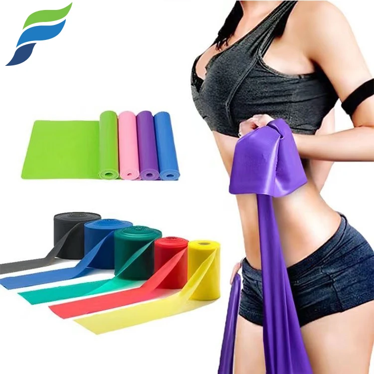 YETFUL Personalized private label yoga pilates stretch long exercise flat tension portable rubber resistant fitness band