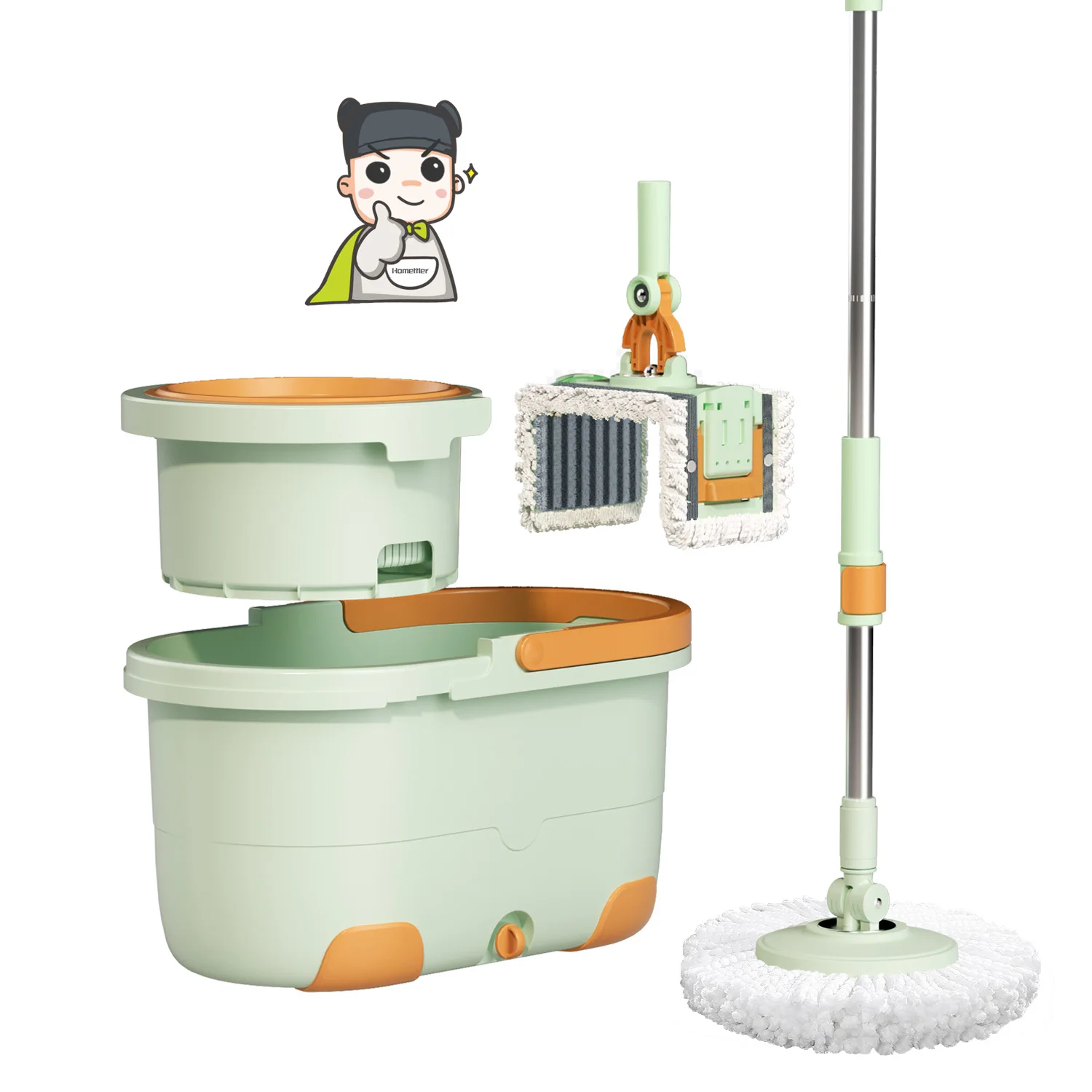 HOMETTLER  magic mop cleaning floor household product  hand free washing super big mop head microfiber